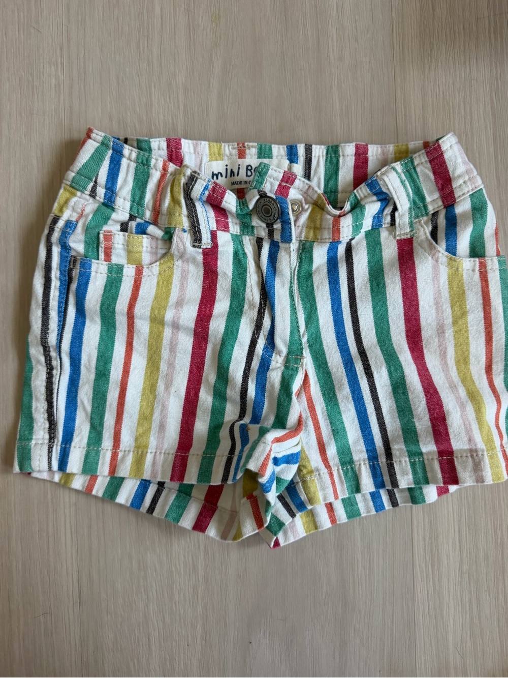 Mini Biden Multicolor Striped Cotton Shorts - Girls 5Y